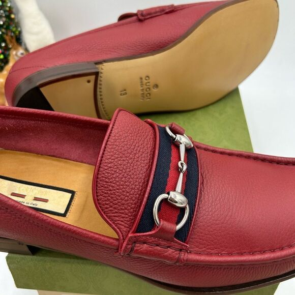 Men’s Gucci, leather, web horse bit loafers size 13 made in Italy - Picture 10 of 10